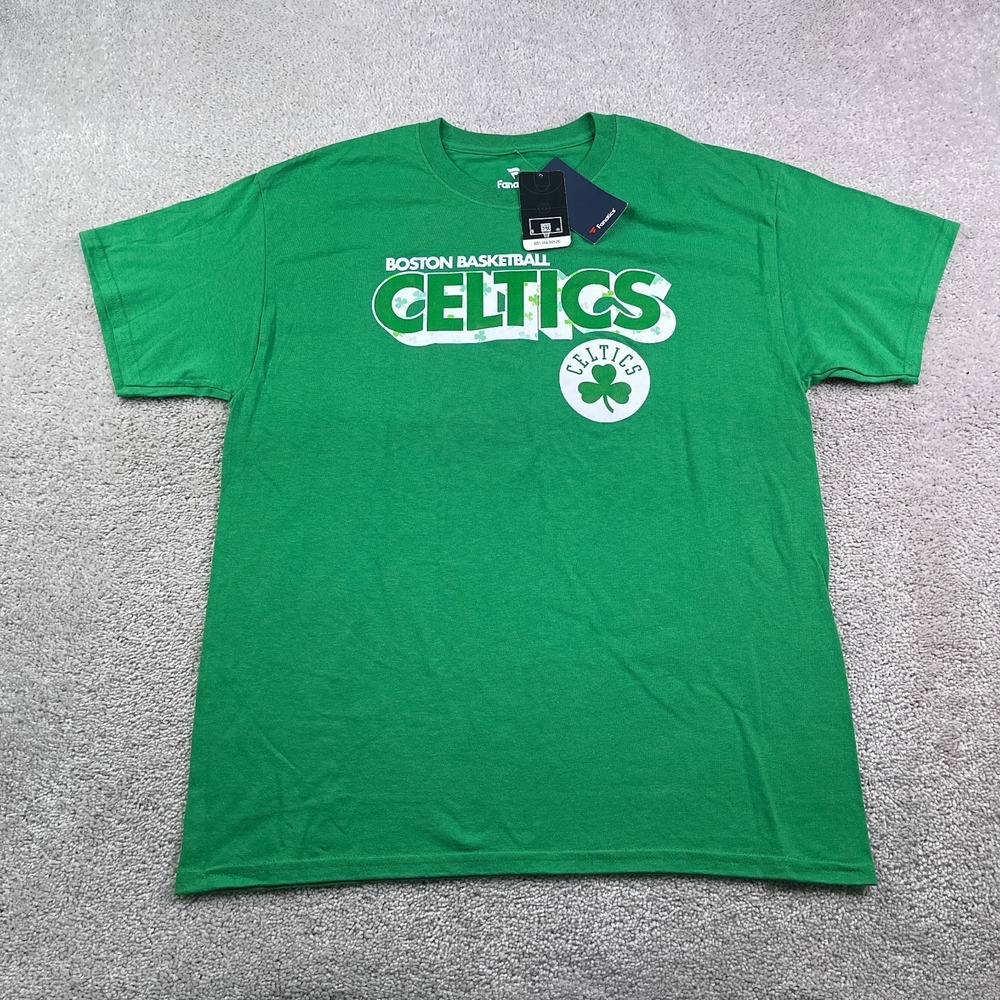 NEW Boston Celtics Shirt Mens Large Green Fanatics Logo Short Sleeve NBA NWT